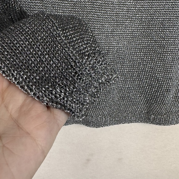 Vince. Silver Metallic Knit Long Sleeve Sweater Pullover Crewneck Pewter Sz M - Picture 5 of 7